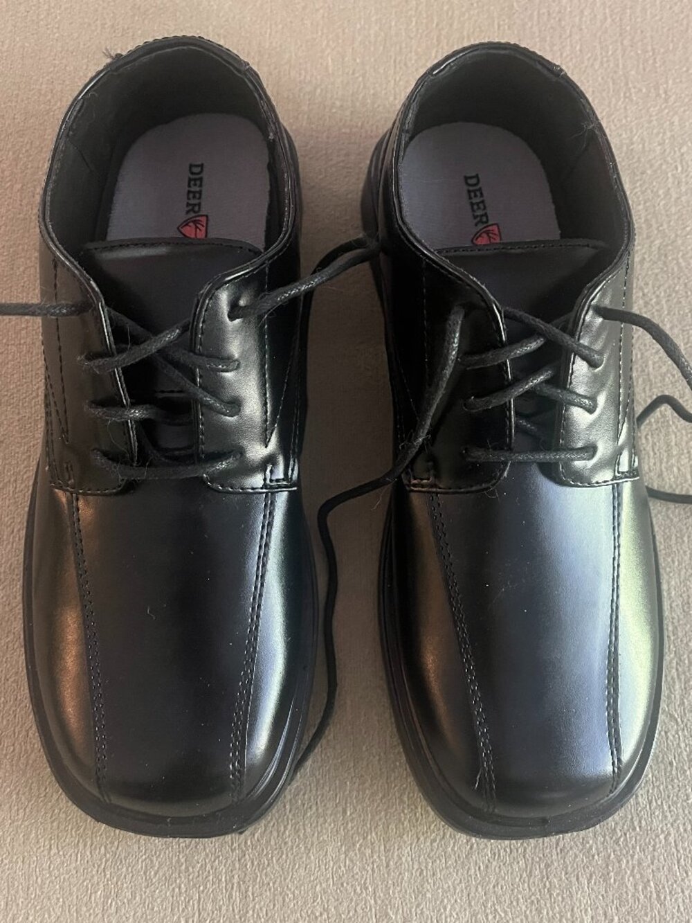 Deer Stags Boys Black Formal Gabe Shoes Lace-Up Size 4W New